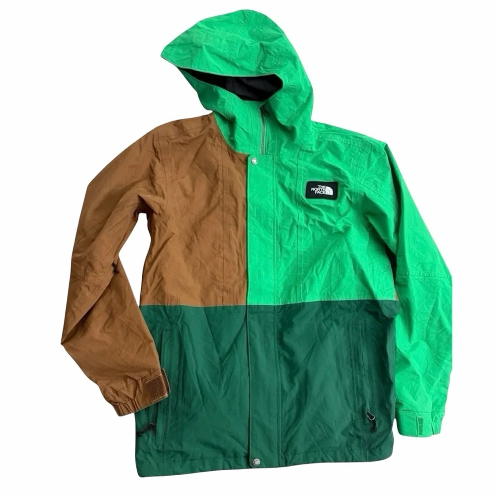 The North Face Men’s HyVent Colorblock‎ Hooded Windbreaker Jacket Green Brown M